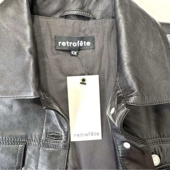 NEW Retrofete Ada Leather Cropped Jacket Black Size XS - Picture 9 of 11